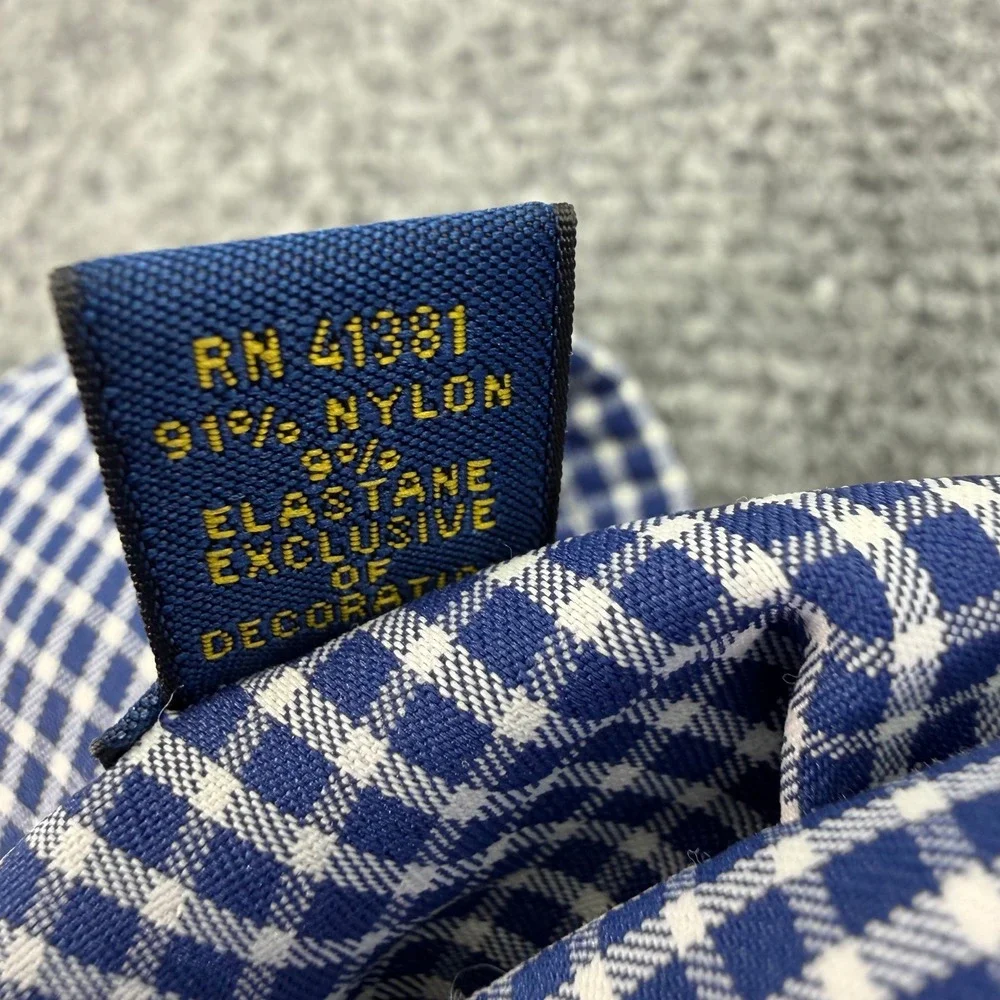 Polo Ralph Lauren Shirt Mens Medium Blue Check Performance Stretch Nylon‎ Pony